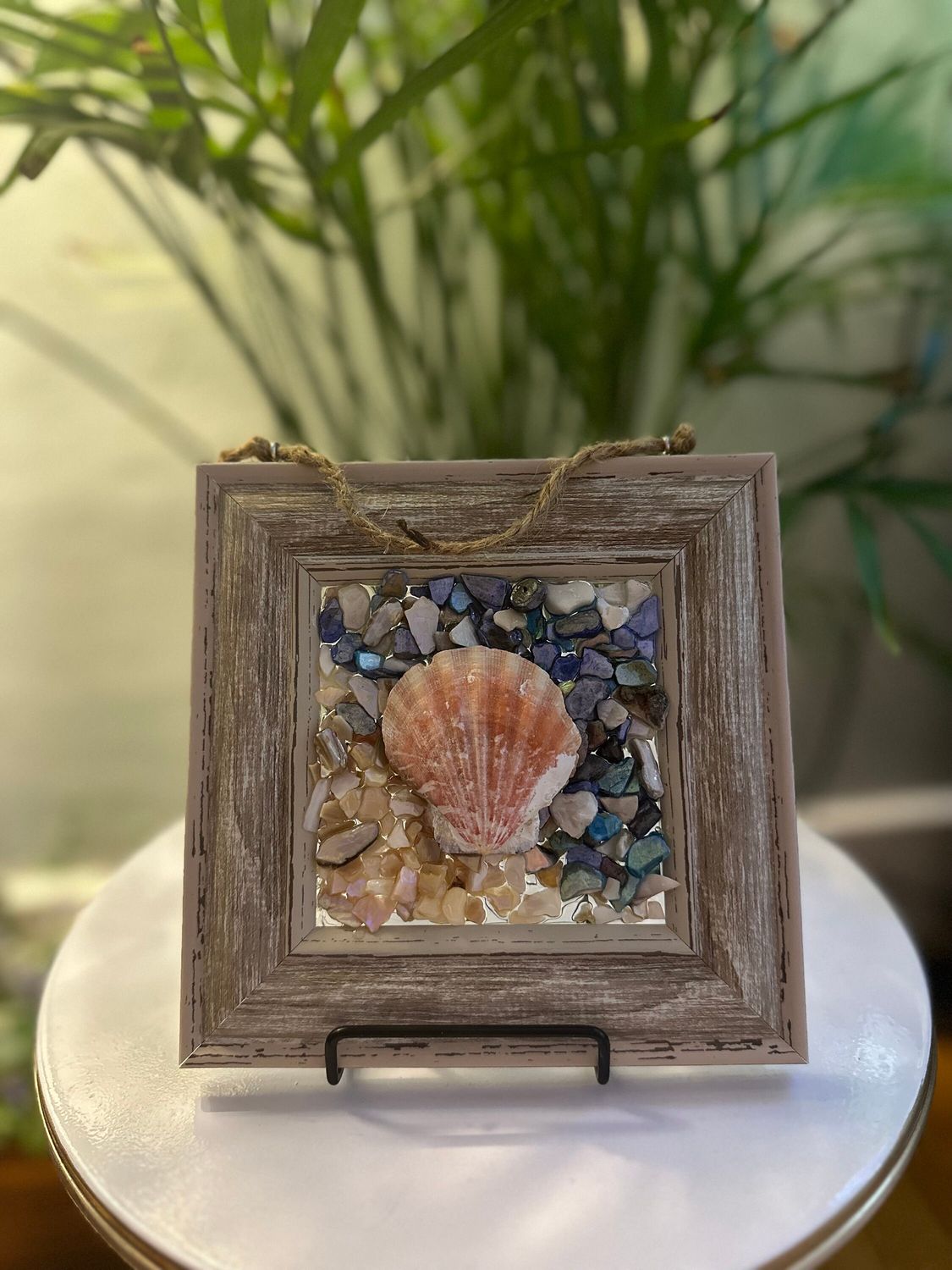 Ocean art crushed glass 4x4 frame