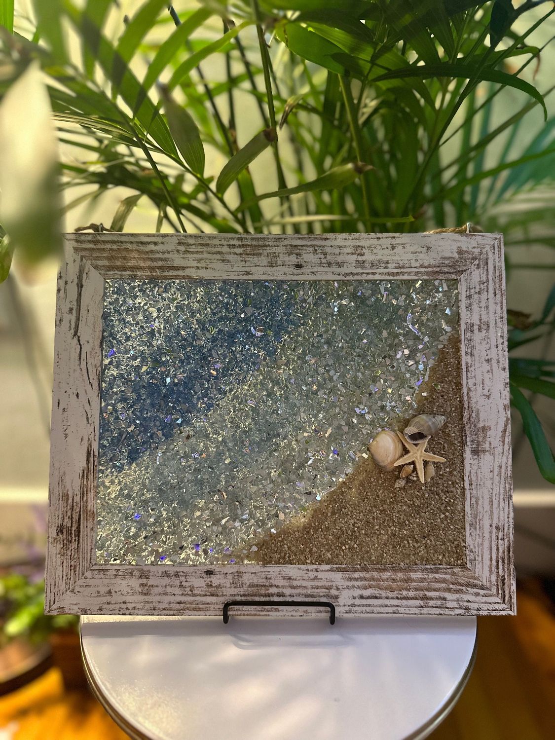 Ocean art crushed glass seascape 5x7 frame