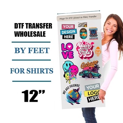 Direct to Film (DTF) Transfer for 2XL Shirts (12")