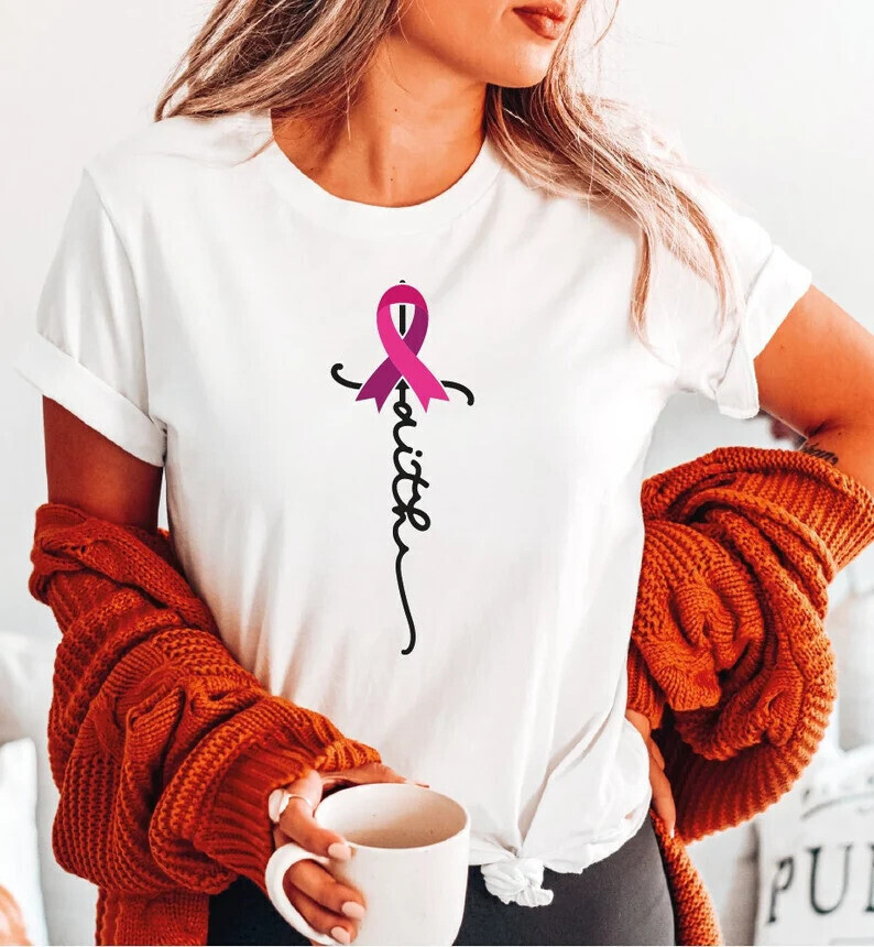 Personalized Faith Ribbon Breast Cancer Shirt