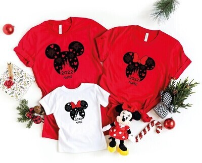 Personalized Mickey Mouse Design Christmas T Shirt