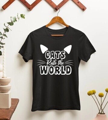 Unisex Cats Rule The World Design T Shirt
