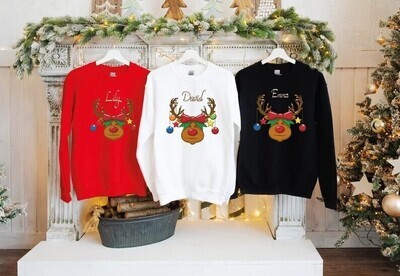 Unisex Sweet Deer Design Personalized Christmas Sweatshirt