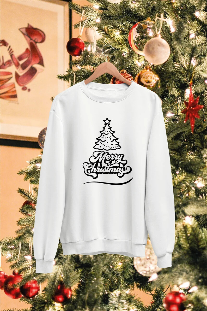 Unisex Merry Christmas Tree Design Sweatshirt