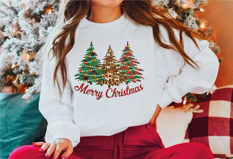 Unisex Merry Christmas Trees Sweatshirt