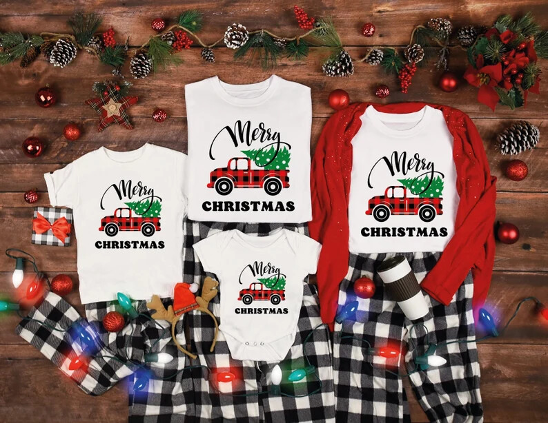 Personalized Santa Hat Elf Shoes Matching Family Shirt