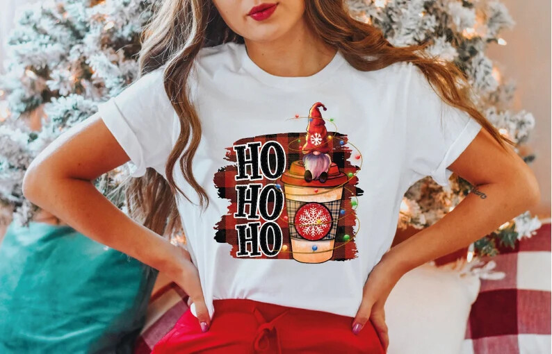 Woman Ho Ho Ho Gnome Latte Christmas Shirt