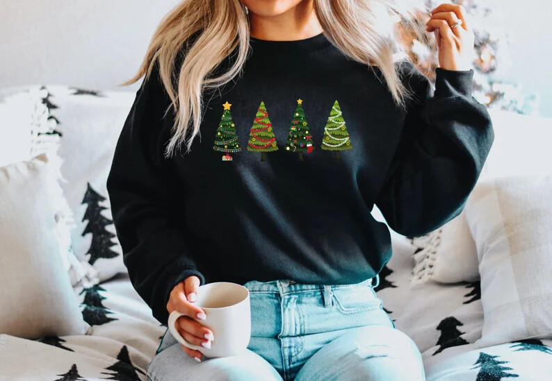 Woman Christmas Trees Cute Sweatshirt