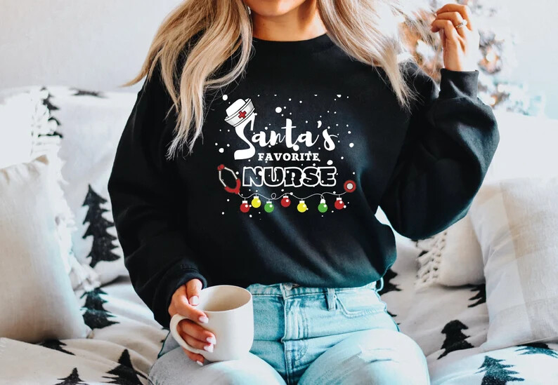 Woman Santa's Favorite Nurse Sweatshirt