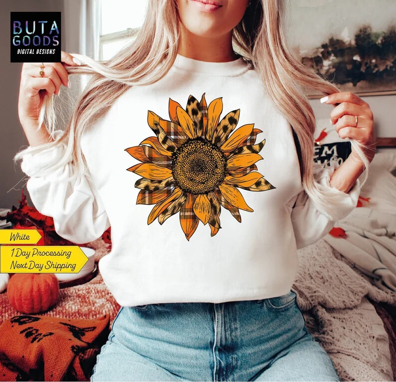 Woman Leopard Sunflower Sweatshirt