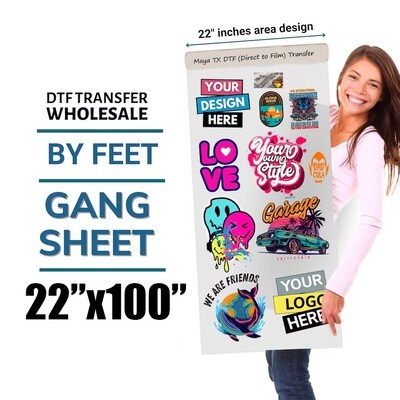 Direct to Film (DTF) Transfer Gang Sheet 22"x100"