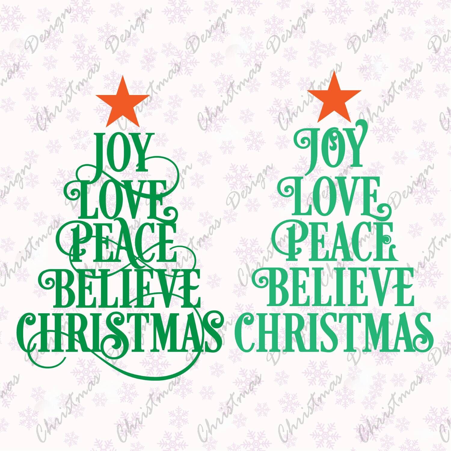 Joy Love Peace Believe Christmas  Ready To Press
