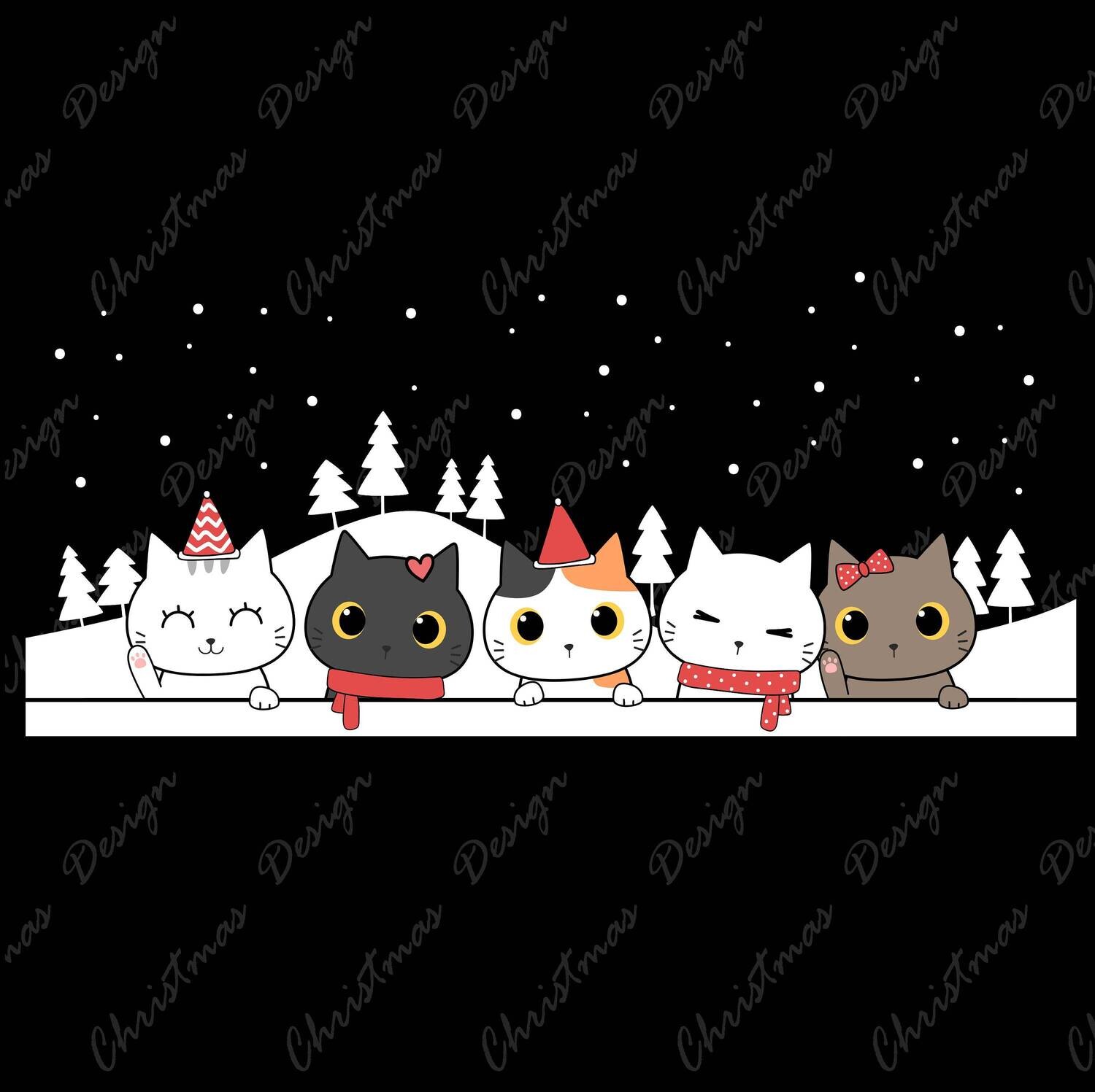 Christmas Cats Design Ready To Press