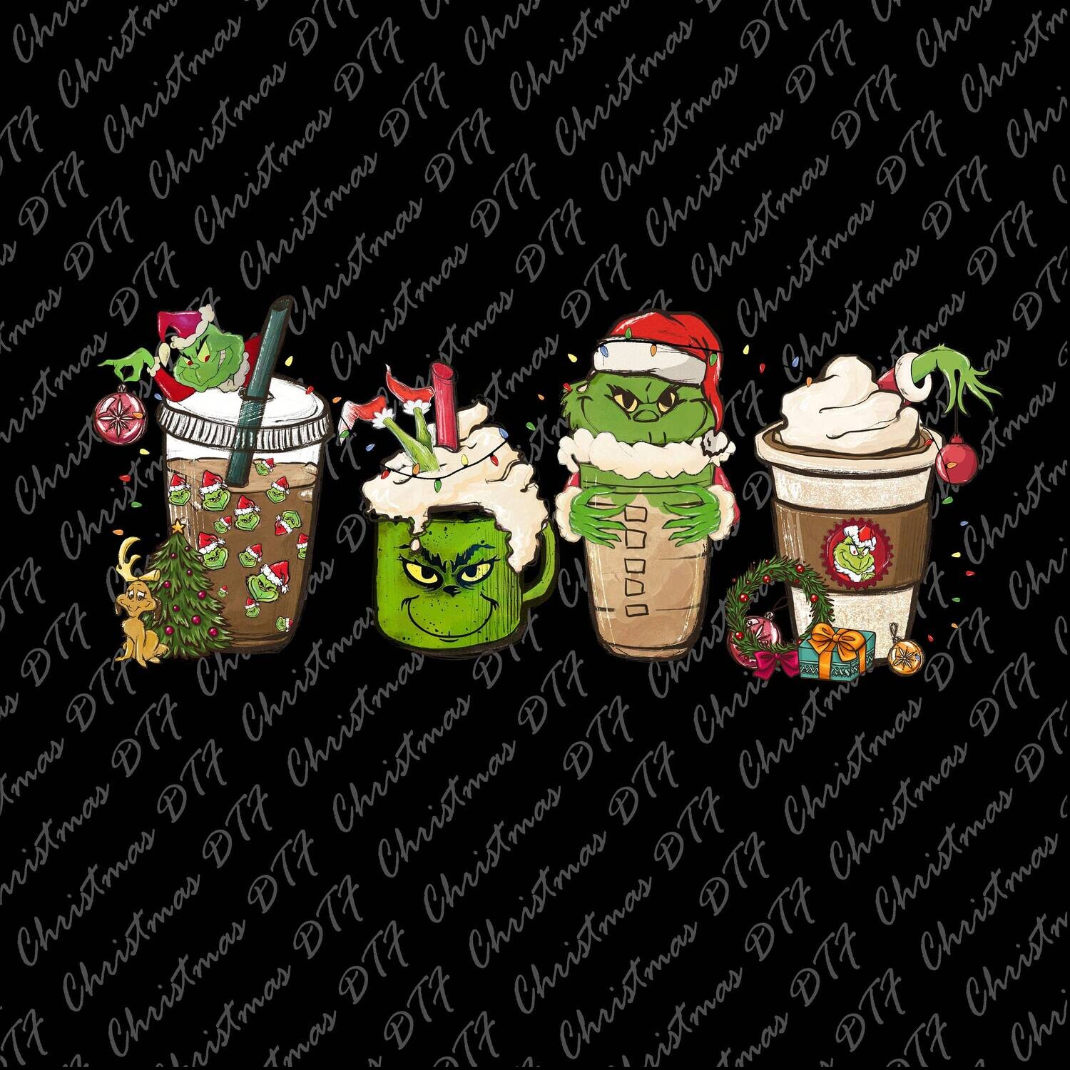 Christmas Coffee Design, Christmas DTF Transfers, Ready for Press