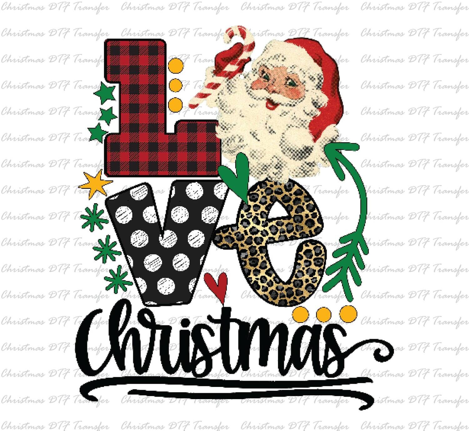 Love Christmas Design Santa DTF Transfers  Ready To Press