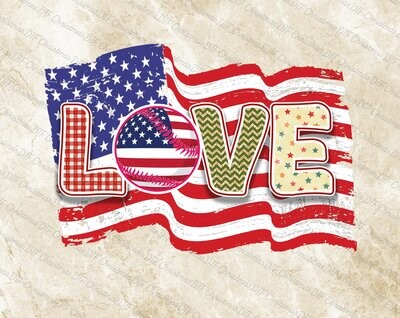 Love American Flag Ready To Press