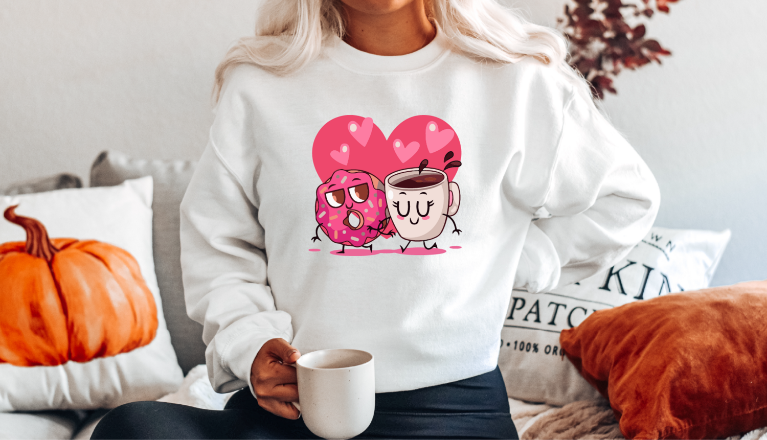Valentines Day Donut and Coffee Sweatshirt