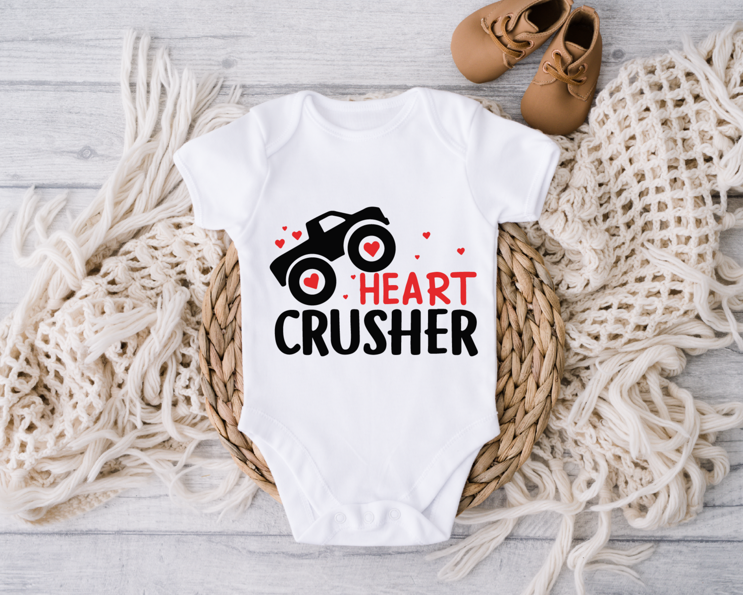 Valentines Day Boys Onesie, Cute Truck Valentine Kids Toddler