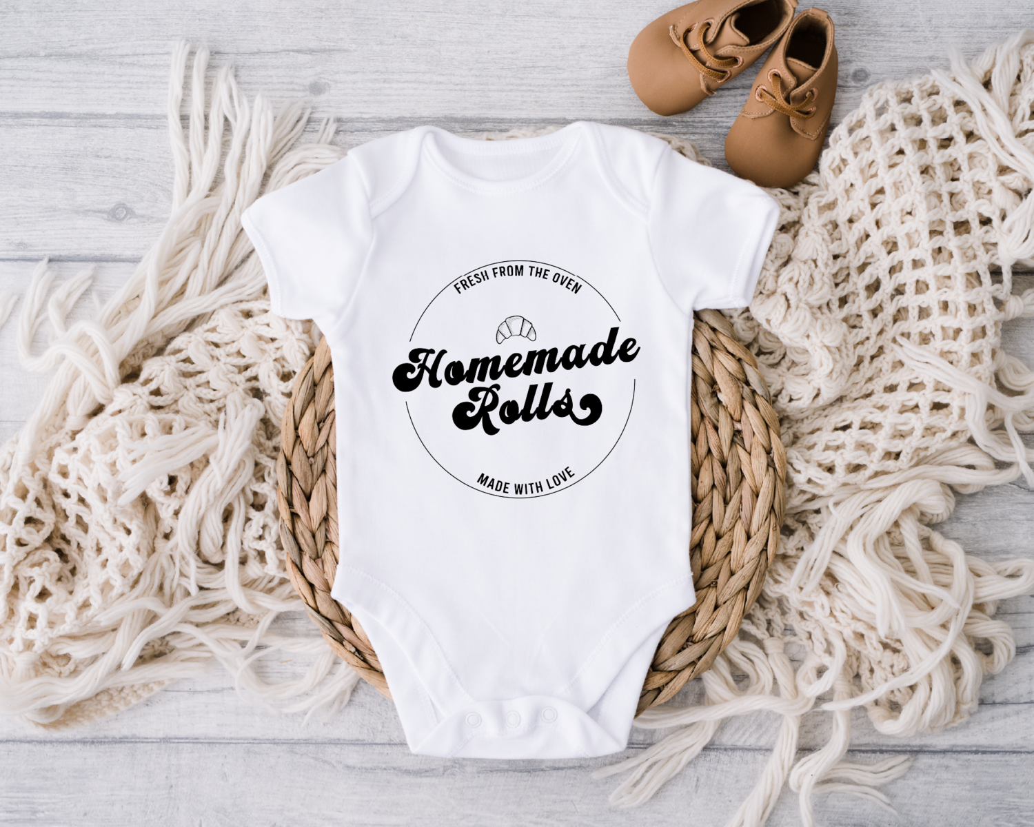 Homemade Rolls Onesie, Funny Thanksgiving Baby Onesie