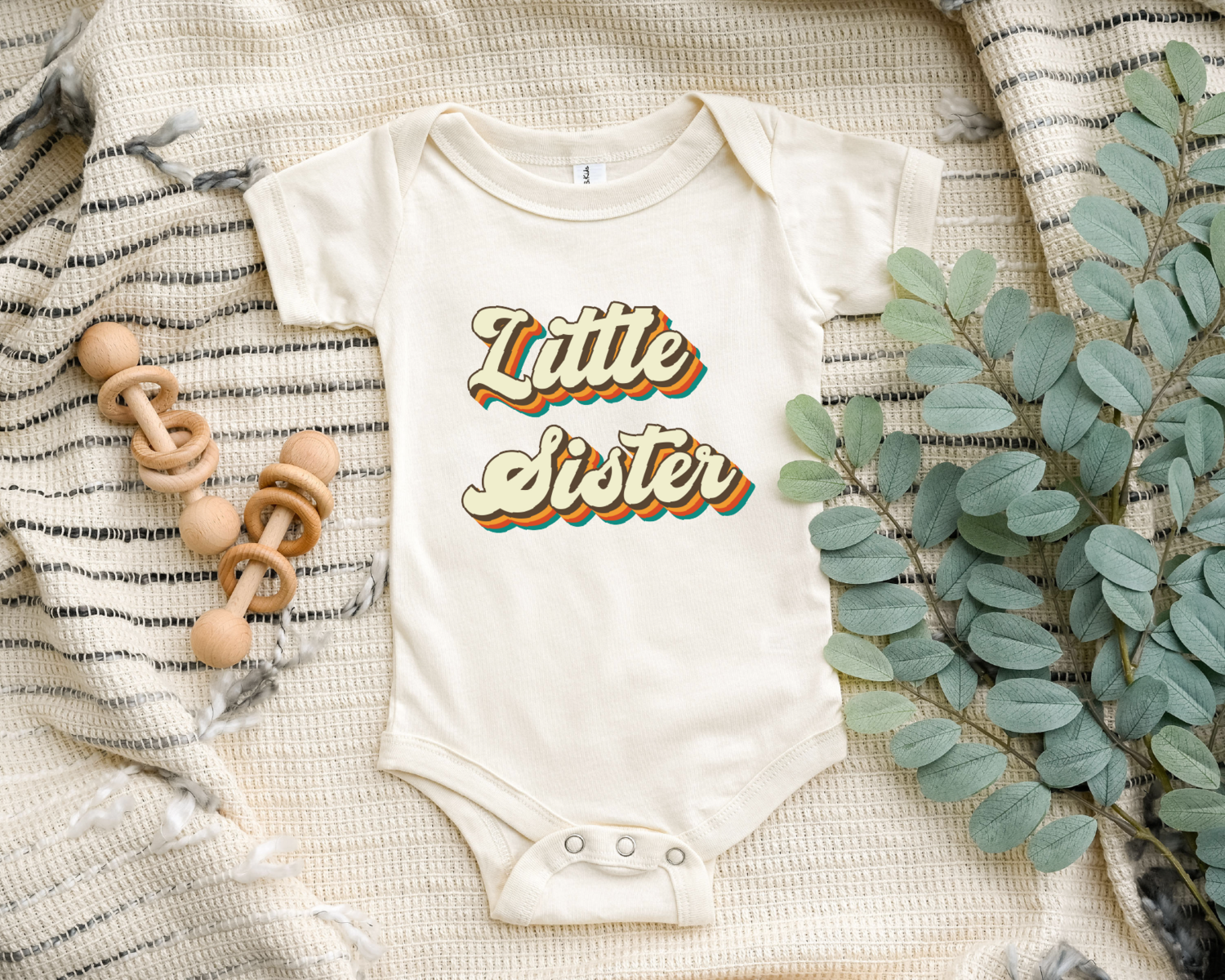 Retro Little Sister Toddler Shirt, Cute Little Sister Onesie