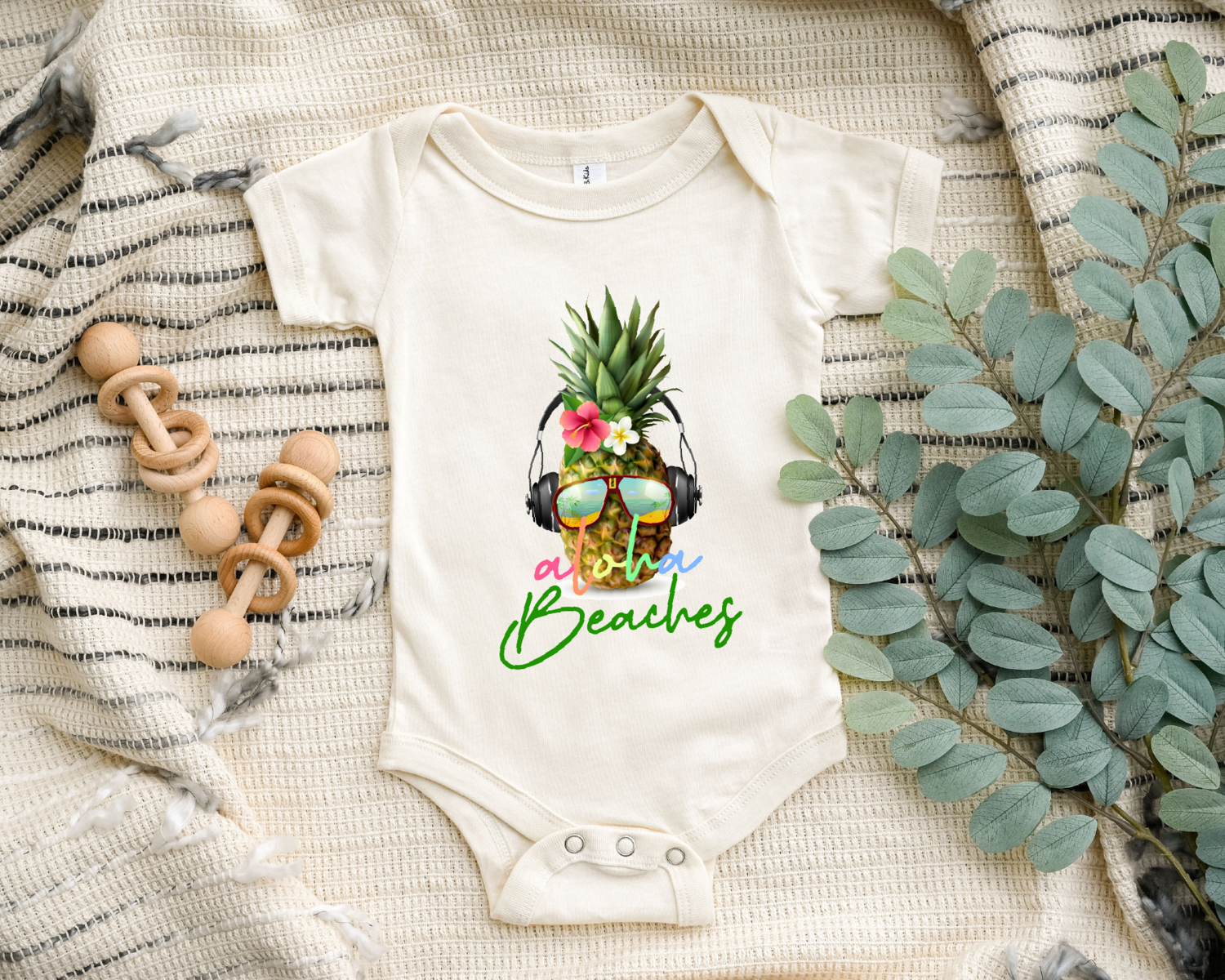 Aloha Beaches Baby Onesie, Cute Baby Bodysuit