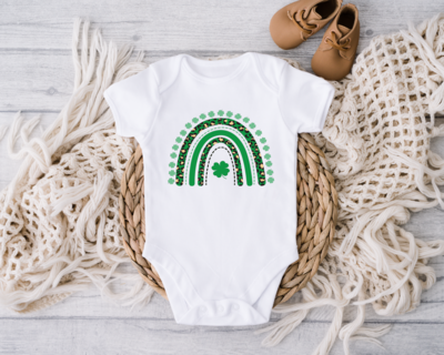 St Patrick Onesie,Shamrock Leopard Rainbow Toddler Shirt