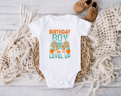 Birthday Boy Level Up Onesie, Gamer Boy Bodysuit