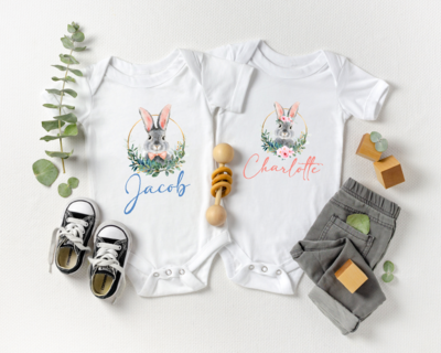 Custom Easter Day Baby Bodysuit, Little Bunny Onesie