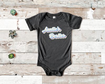 Retro Auntie&#39;s Bestie Baby Bodysuit, Baby Boy Onesie