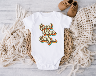 Good Vibes Only Onesie, Cute Retro Bodysuit