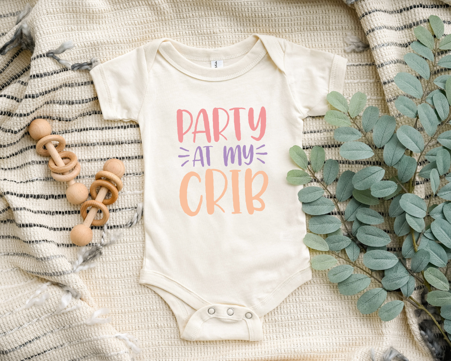 Party At My Crib Baby Onesie, Funny Baby Bodysuits