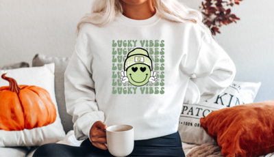 St Patricks Day Sweatshirt, Lucky Vibes Sweatshirt and Hoodie