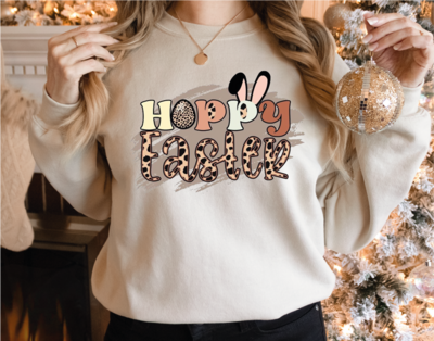 Happy Easter Sweatshirt, Happy Easter Bunnies Leopard Sweatshirt, Bunny Hoodie