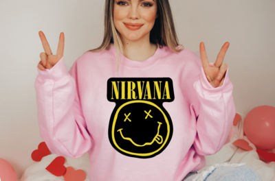 Nirvana Smiley Face Sweatshirt, Nirvana Hoodie, Nirvana Sweatshirt, Smile Face Aesthetic Hoodie, Aesthetic Sweater, Positive Hoodie