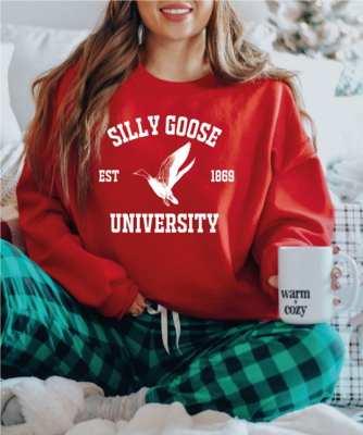 Silly Goose University Crewneck Sweatshirt, Silly Goose University Hoodie, Funny Men&#39;s Sweatshirt, Funny Gift for Guys, Funny Goose