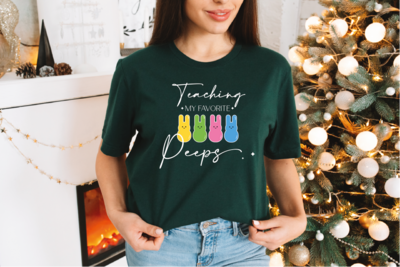 Teaching My Favorite Peeps, Teacher Bunny Easter Sweatshirt, Easter Teacher Gifts, Easter Teacher Hoodie, Teacher Sweatshirt