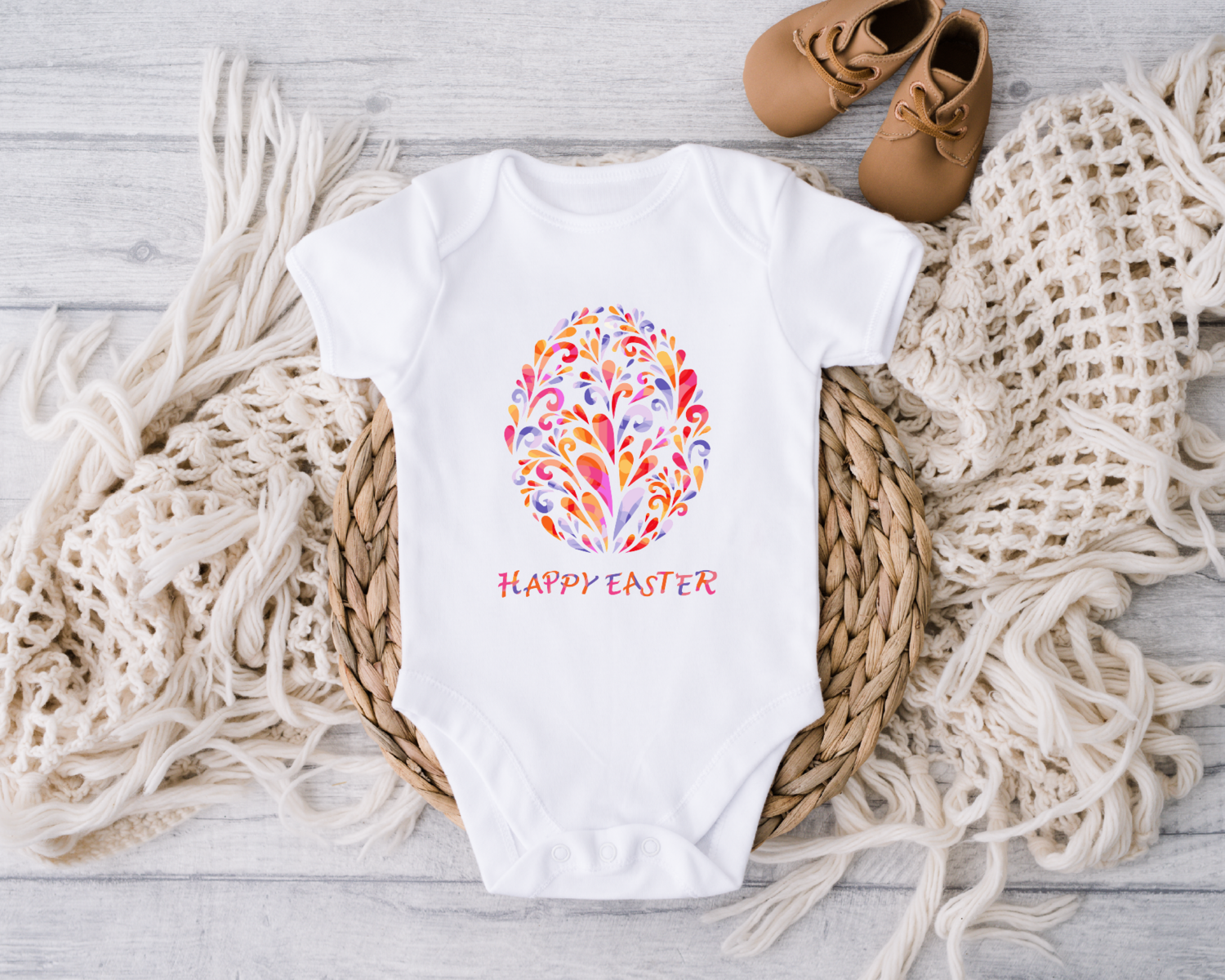 Happy Easter Egg Onesie, Colorful Easter Egg Baby Bodysuit, Easter Day Toddler Shirt