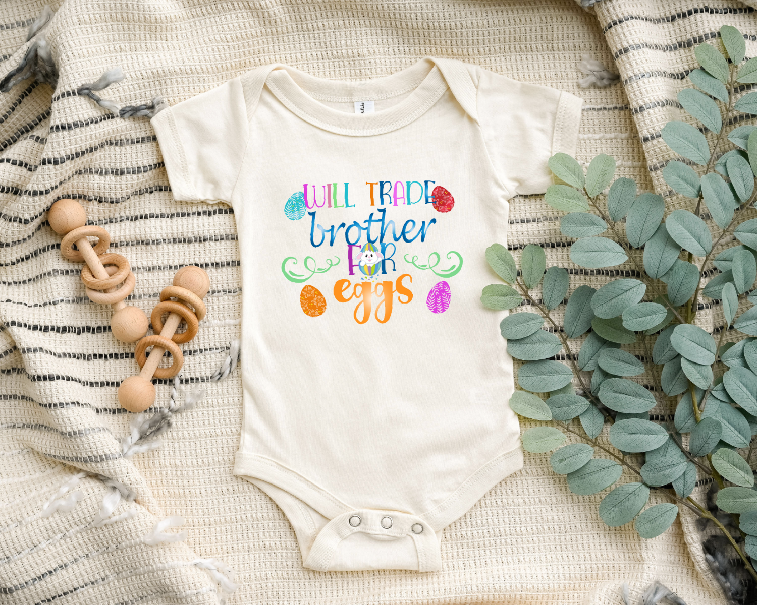 Will Trade Brother For Eggs Onesie, Funny Easter Bunny Baby Bodysuit, Easter Day Toddler Shirt