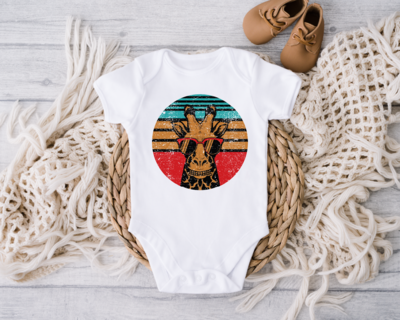 Retro Giraffe Onesie, Anime Lover Toddler Shirt, Retro Baby Bodysuits,