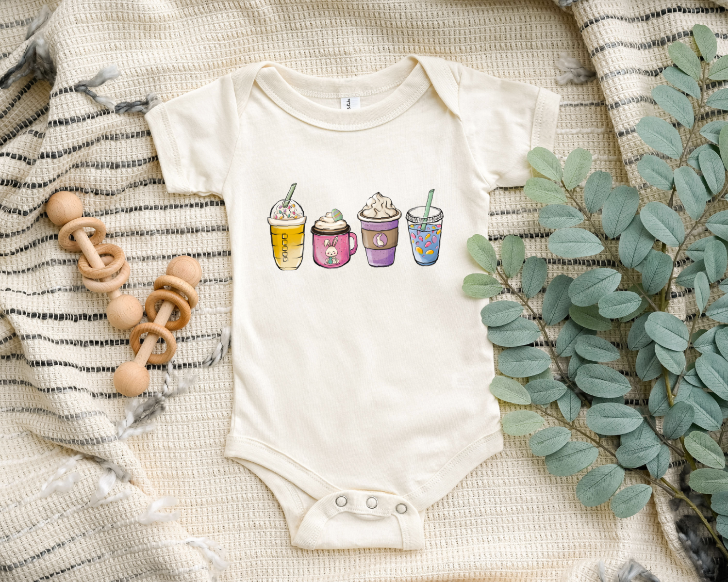 Happy Easter Drinks Onesie, Cute Easter Coffee Baby Bodysuit, Easter Day Toddler Shirt