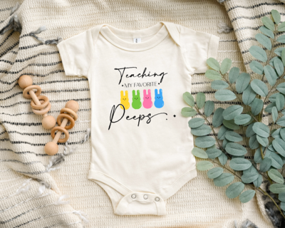 Teaching With My Peeps Onesie, Cute Easter Peeps Baby Bodysuit, Easter Day Toddler Shirt