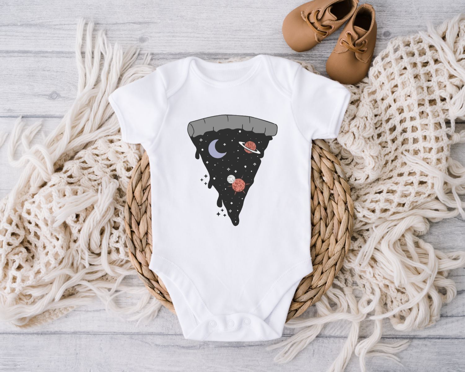 Space Pizza Slice Onesie, Pizza Lover Toddler Shirt, Space Baby Bodysuits