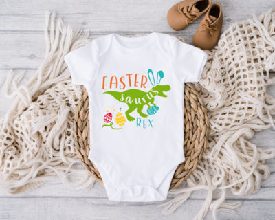 Easter Saurus Rex Onesie, Dinosaur Lover Baby Bodysuit, Easter Day Toddler Shirt