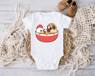 Pug, Noodle, Chicken Onesie, Dog Lover Toddler Shirt, Animal Lover Baby Bodysuits