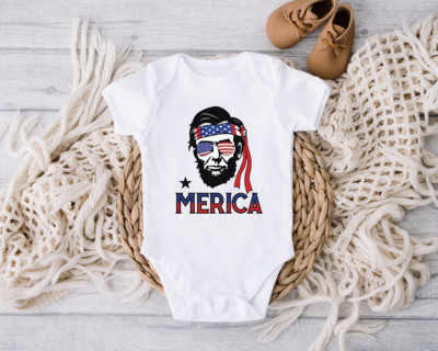 Merica Glasses Baby Onesie, Fourth of July Bodysuit, 4th of July Onesie