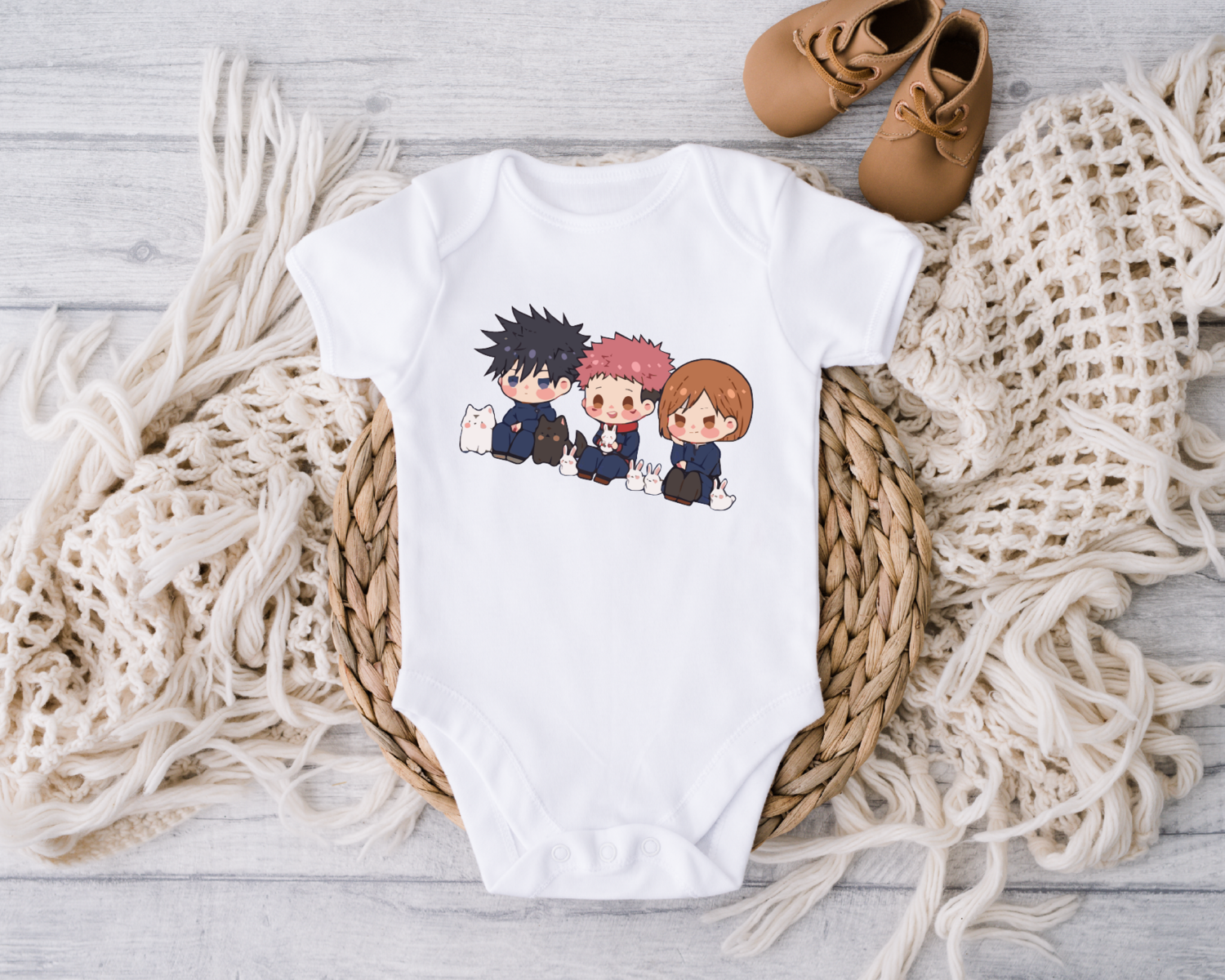 Anime Toddler Shirt,JJK Baby Onesie, Cute Baby Bodysuit, Anime Baby Onesie