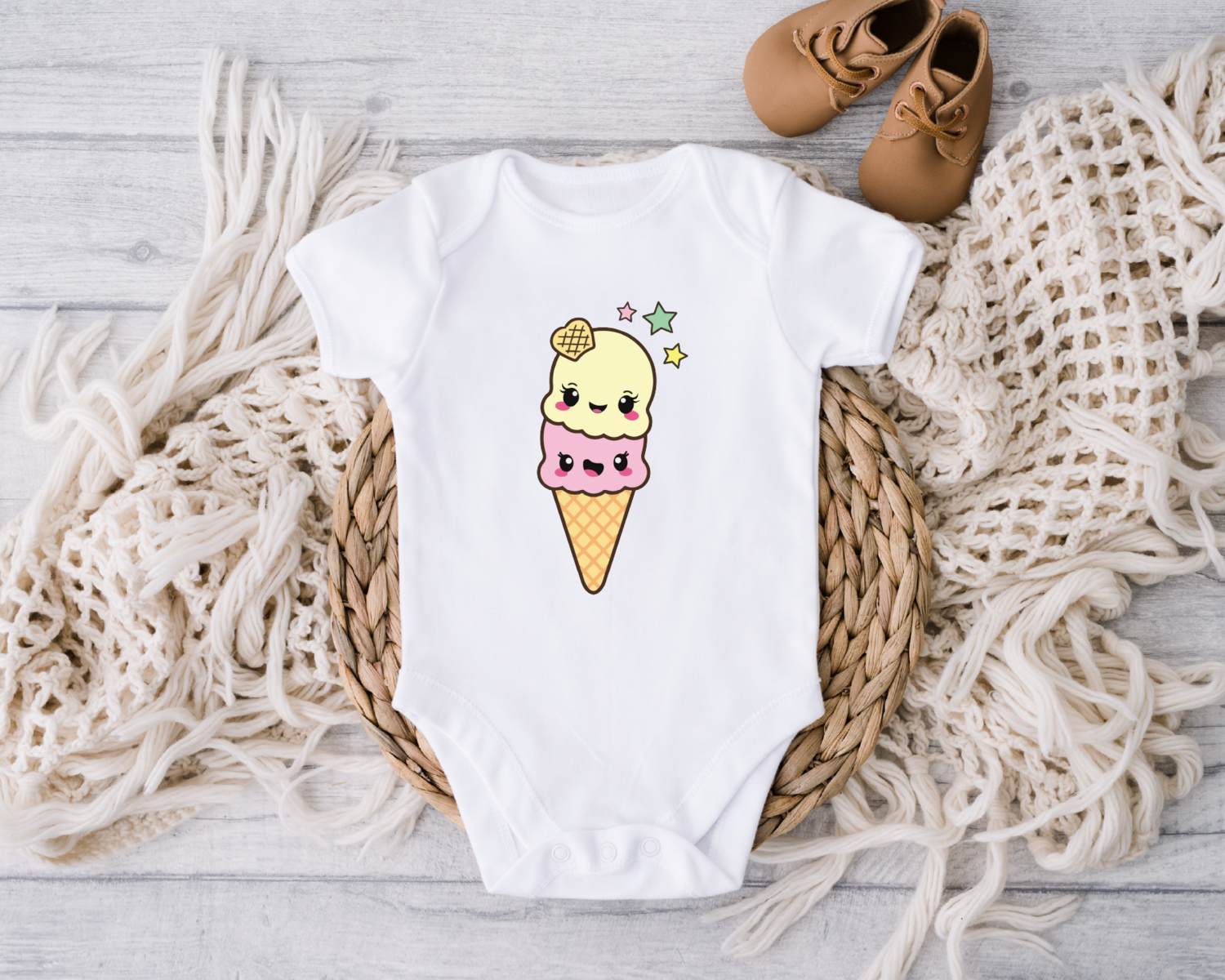 Ice Cream Baby Onesie, Cute Bodysuit