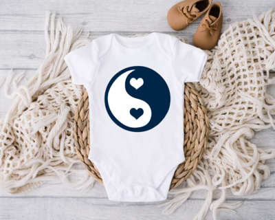 Ying Yang Baby Onesie, Cute Heart Baby Gift, Baby Shower Gift Boy Girl, Newborn Baby Gift