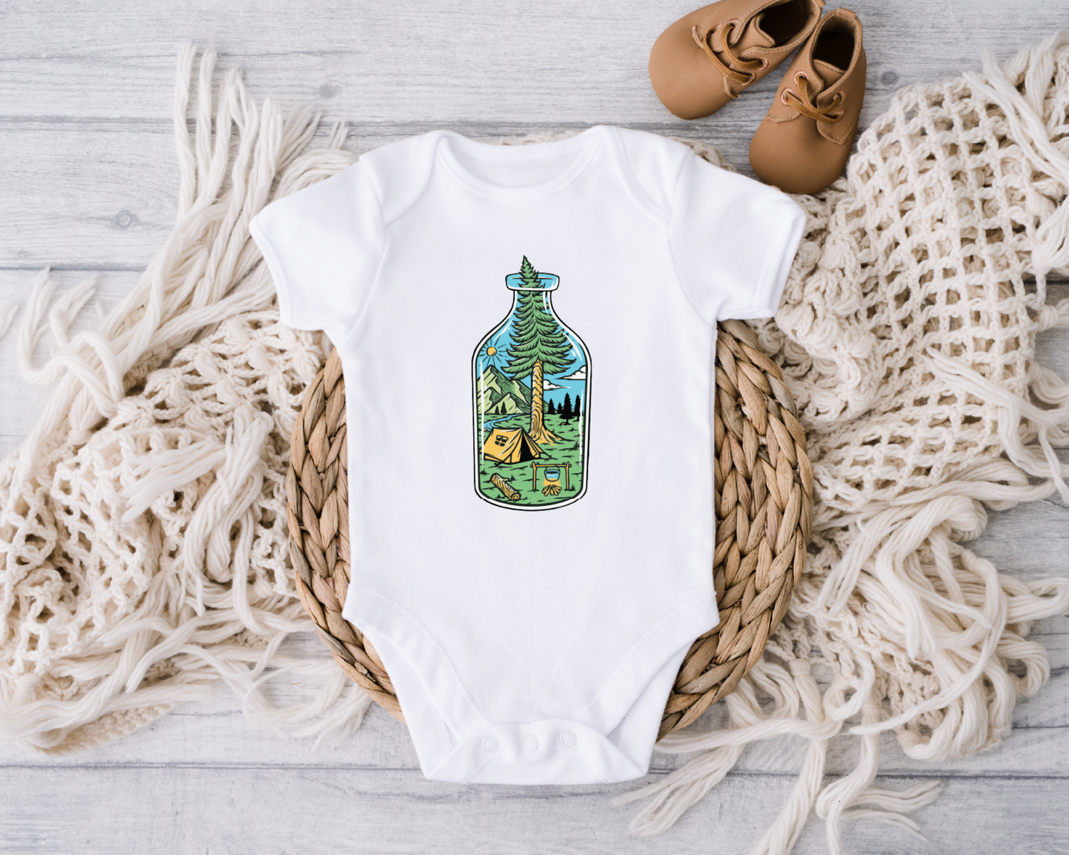 Bottle Tree Onesie, Vacation Toddler Shirt, Camping Baby Bodysuits