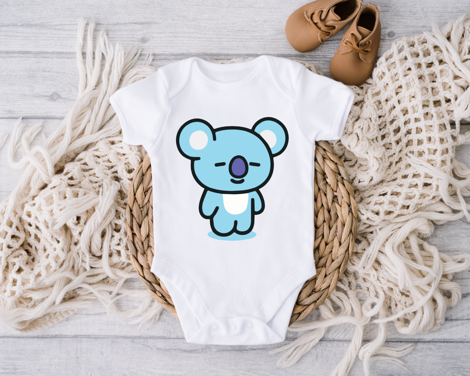 Cute Koala Baby Onesie, Blue Koala Baby Clothes, Funny Animal Onesie, Koala Bodysuit